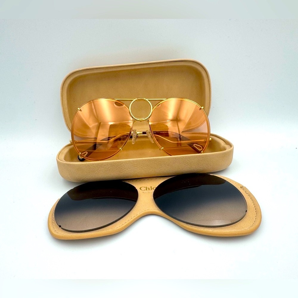 CHLOÉ VICKY INTERCHANGEABLE LENSES AVIATOR SUNGLASSES - Picture 14 of 15